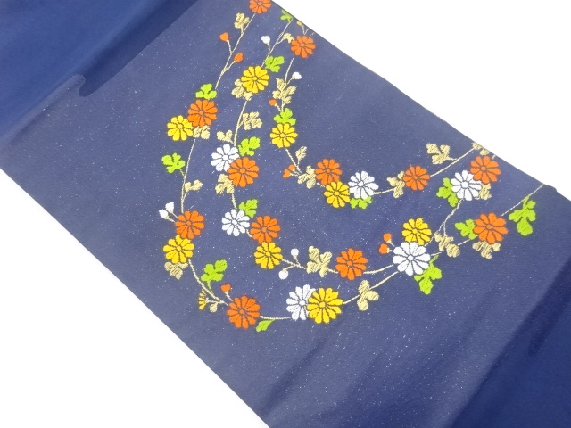 引箔菊模様織出し名古屋帯